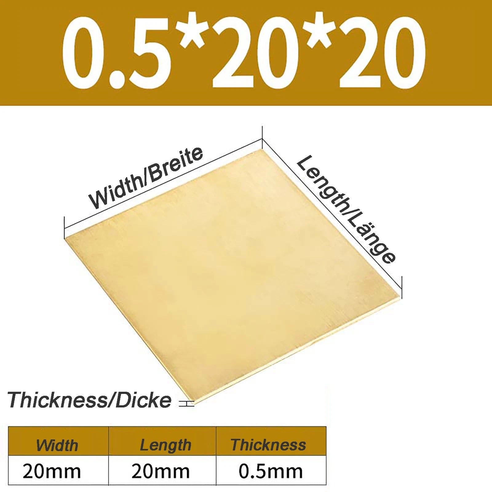 Natural Brass Sheet Metal guillotine cut - 0.3mm - 3.0mm - Multiple Sizes