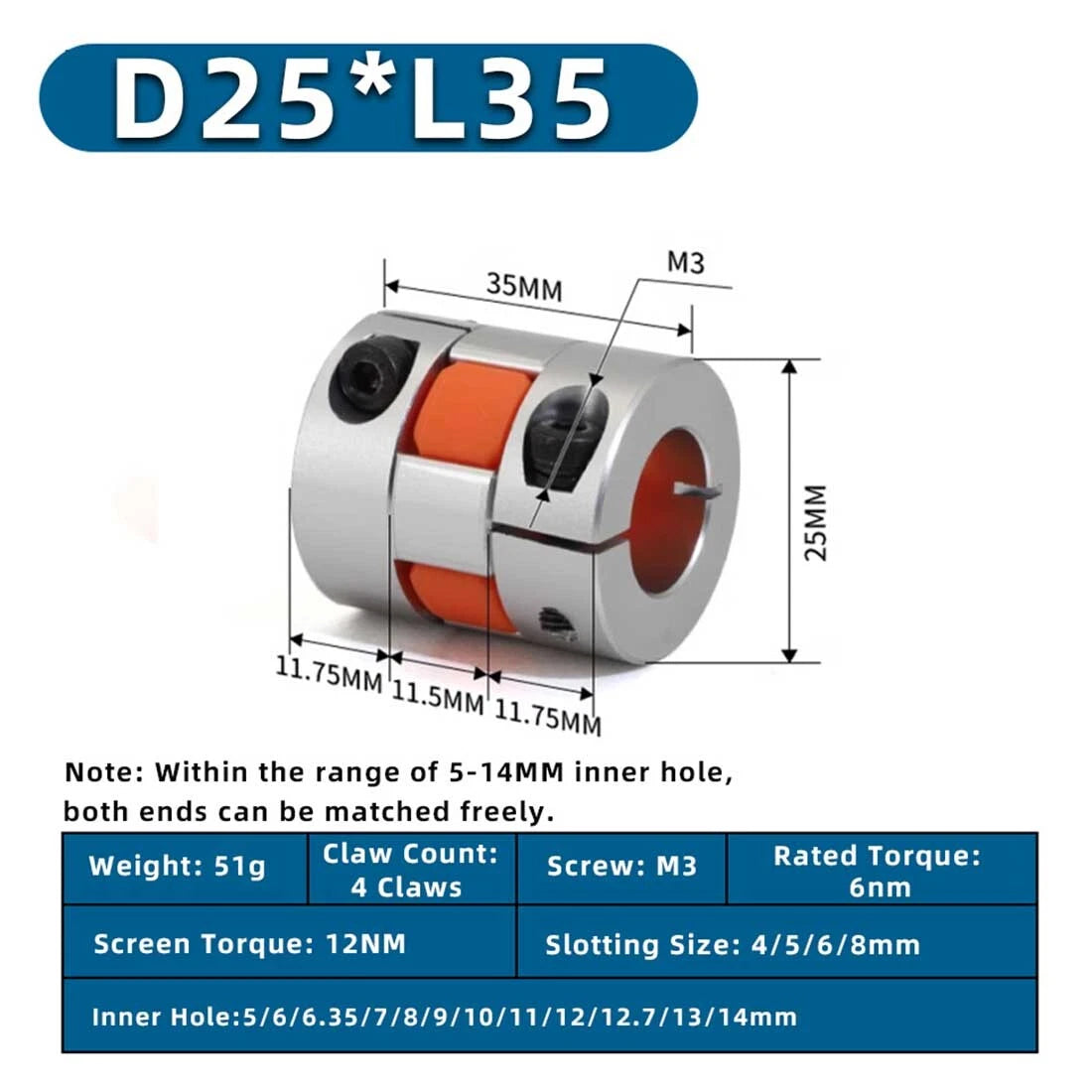 For 3D Printer Shaft Coupler Flexible Plum Coupling CNC Stepper Motor Jaw Spider
