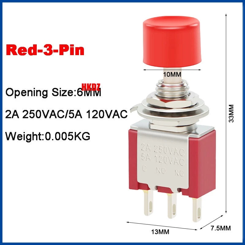 6mm Mini Toggle Switch DPDT 2/3 Position 3/6 Pin — AC 125V 250V for Boat Car DIY