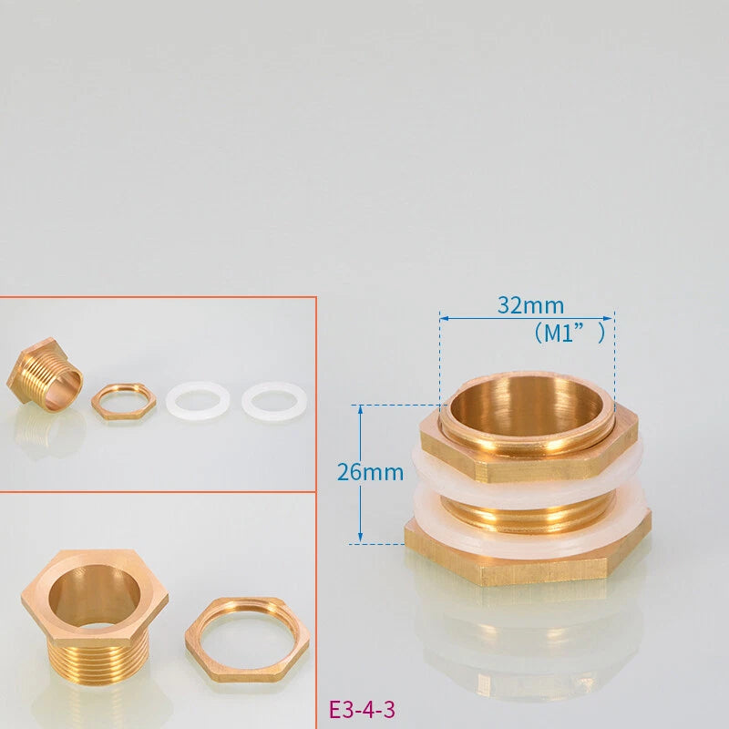 Brass Bulkhead Fitting — Tank Outlet Connector for Water Butts & Barrels | 1/2", 3/4", 1"