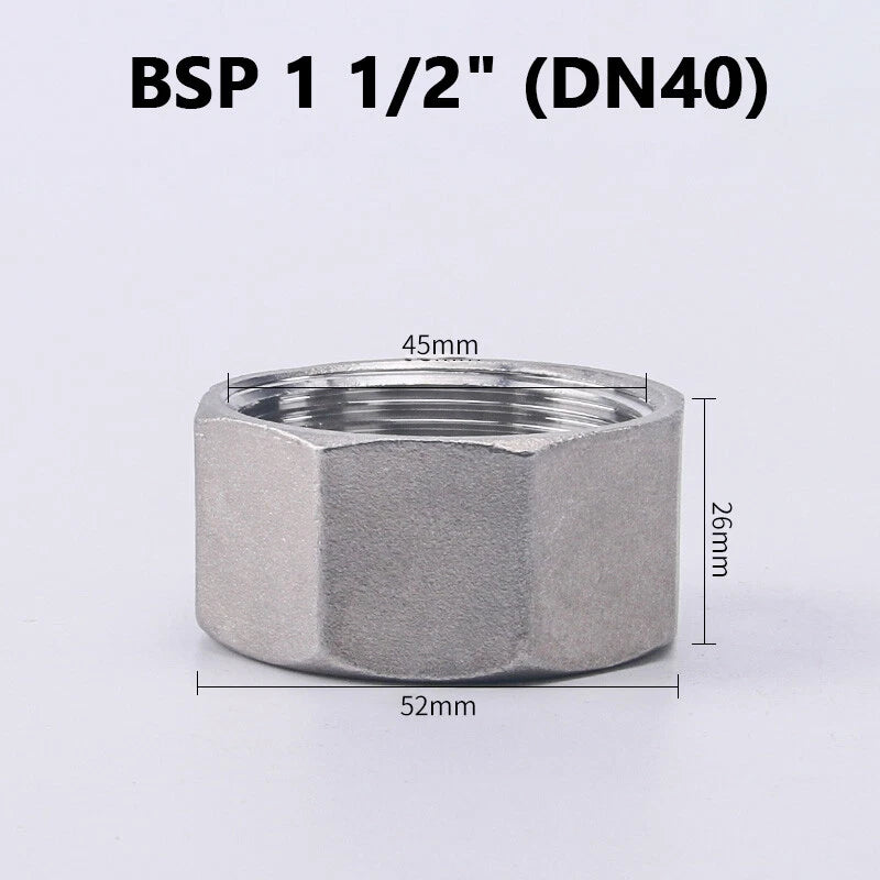 304 Stainless Steel BSP Hex End Cap Female Thread Pipe Fitting 150LB