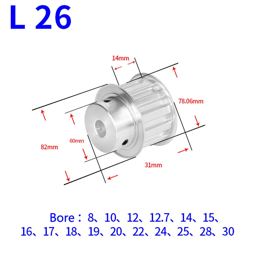 L-Type Timing Belt Pulley 10T-30T Pitch 9.525mm BF-type Drive Pulleys Width 14mm