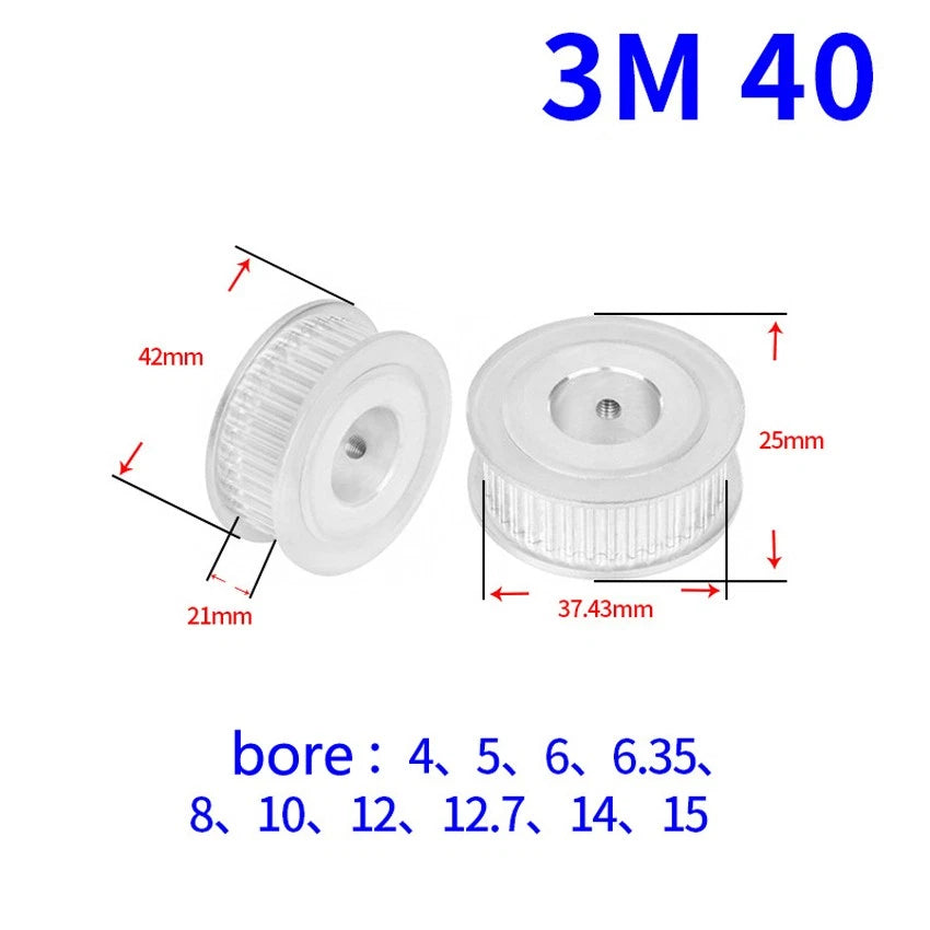 HTD-3M 20-60Teeth Timing Belt Pulley Pitch 3mm AF-type With Keyway, Width 21mm