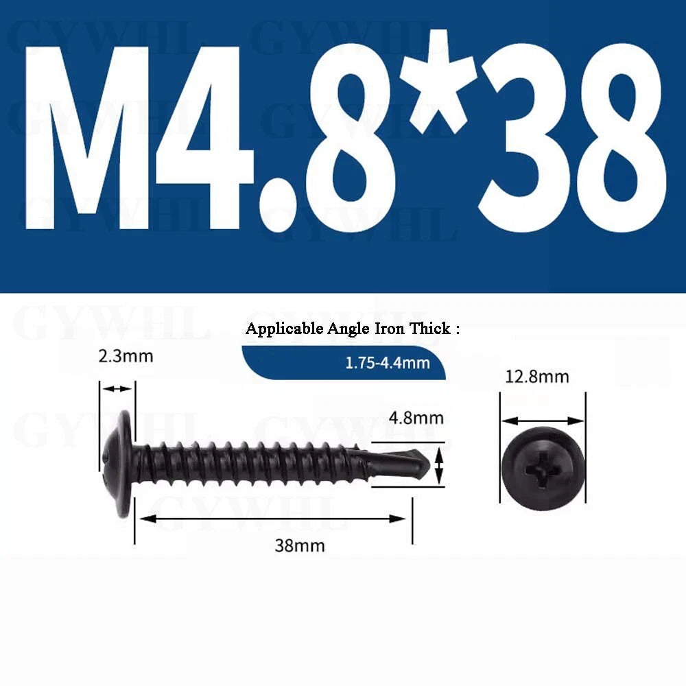 Black Self Drilling Wafer Head Screws Steel Self Tapping Screws for Metal Sheets