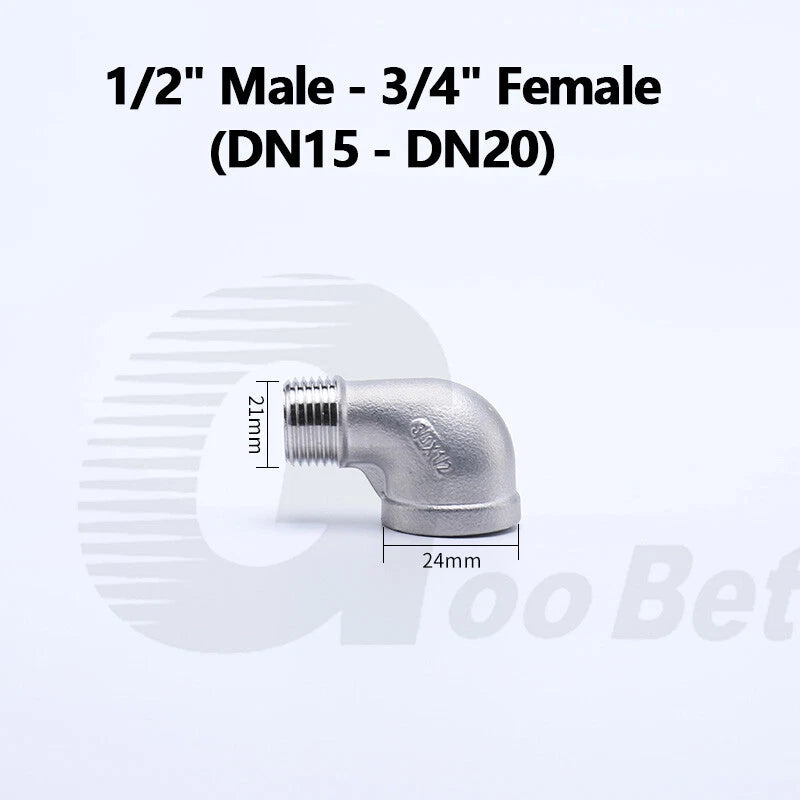 SS 304 90° BSP Elbow Fitting | Male-Female 1/8" to 2" Pipe Connector
