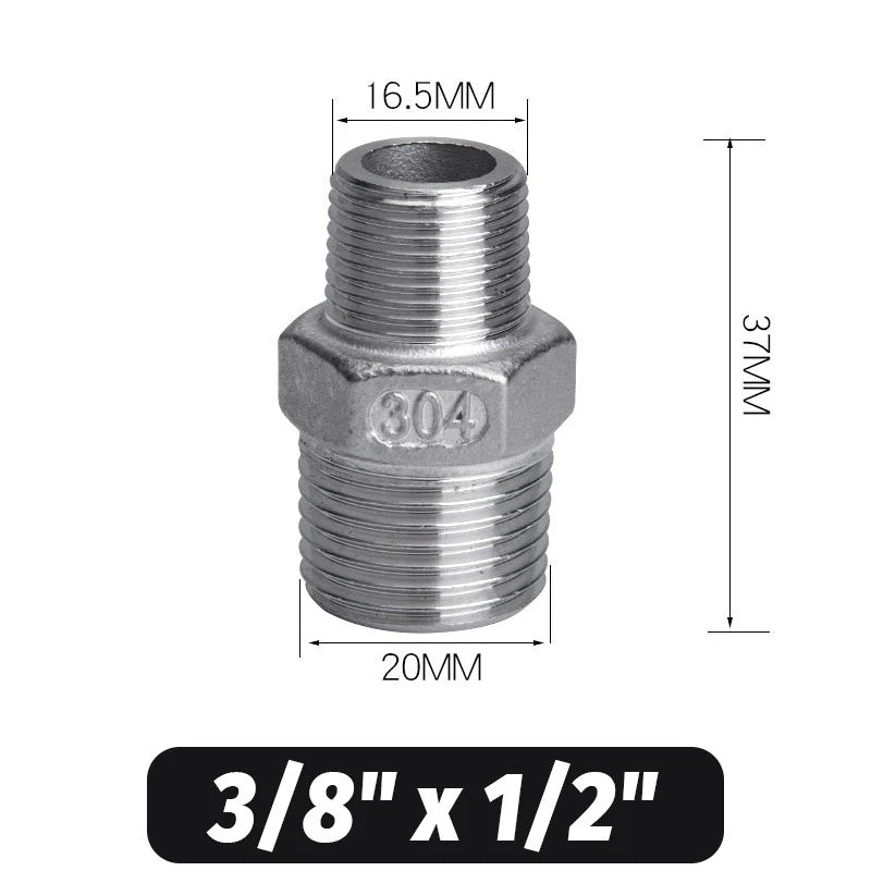304 Stainless Steel Hex Nipple Pipe Fitting | Male to Male NPT Connector