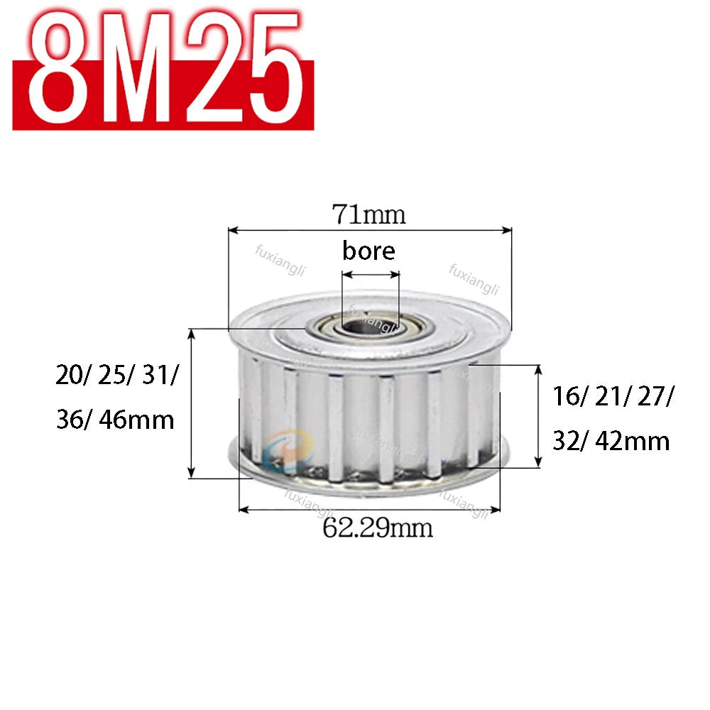 HTD-8M Timing Belt Drive Tensioner Pulley Width 16/21/27/32/42mm Idler Pulleys