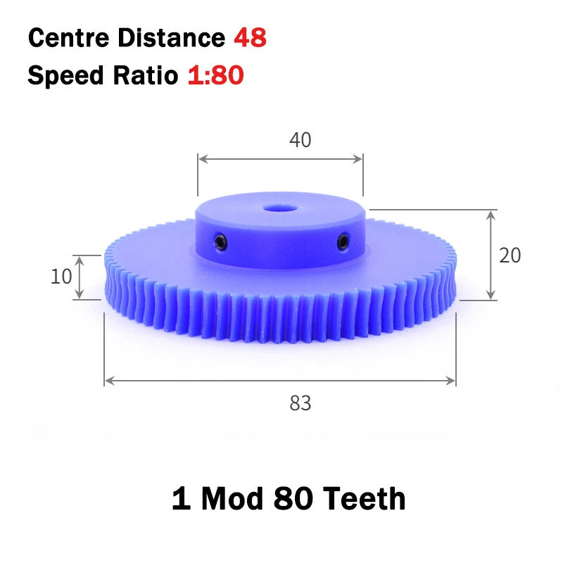 1 Module Nylon Precision Worm Gears 15 - 80 Teeth Worm Gear Wheel & Worm Shaft
