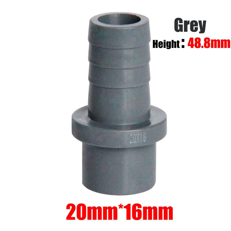 Pagoda 20mm 25mm PVC Pipe Connector Fittings Adapter To Hose OD 5mm~20mm Grey