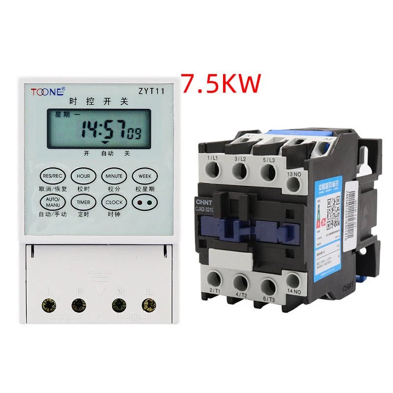 Time Switch AC 220V Timer + Contactors 2.2KW - 25KW for Street lights Billboards - HomeDIYer