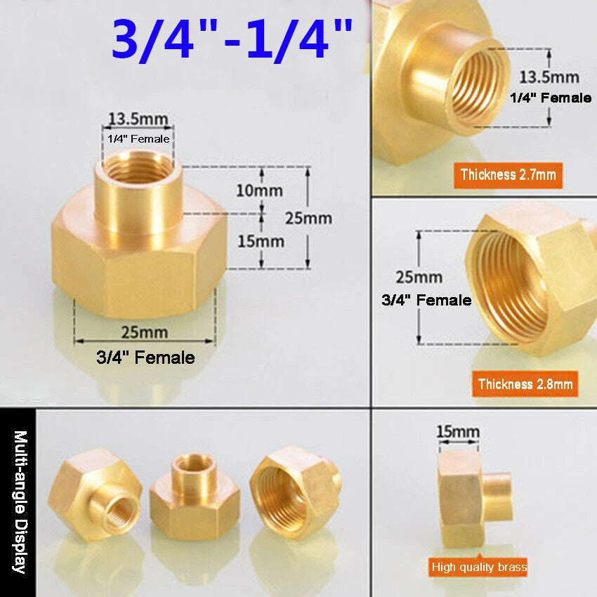 Female Thread Brass Coupling Adapter — Straight & Reducer Pipe Fittings