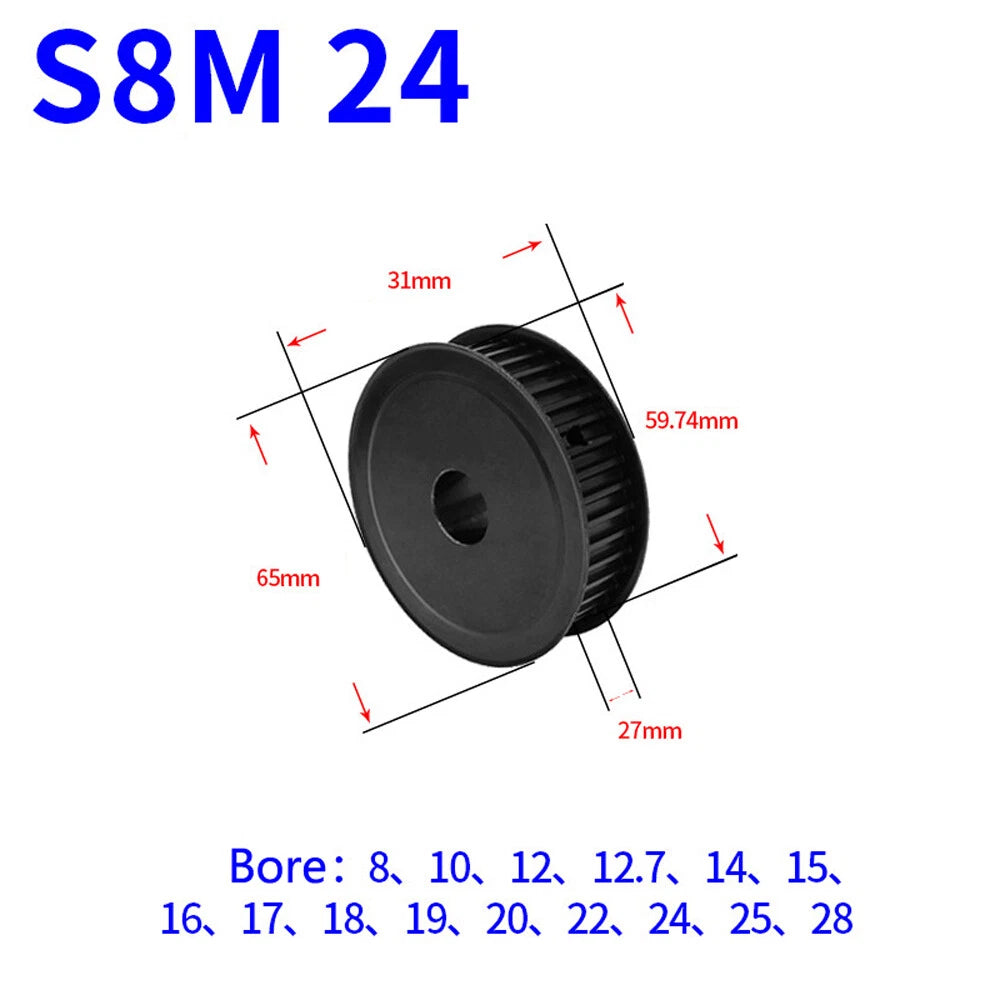STS S8M 10T-40T Timing Belt Pulleys Pitch 8mm Teeth Width 27mm AF-type 45# Steel