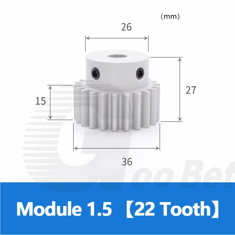 Spur Gear Aluminium Mod 1.5 with Hub 12- 32 Tooth Pinion Motor Gear Bore 6-20mm