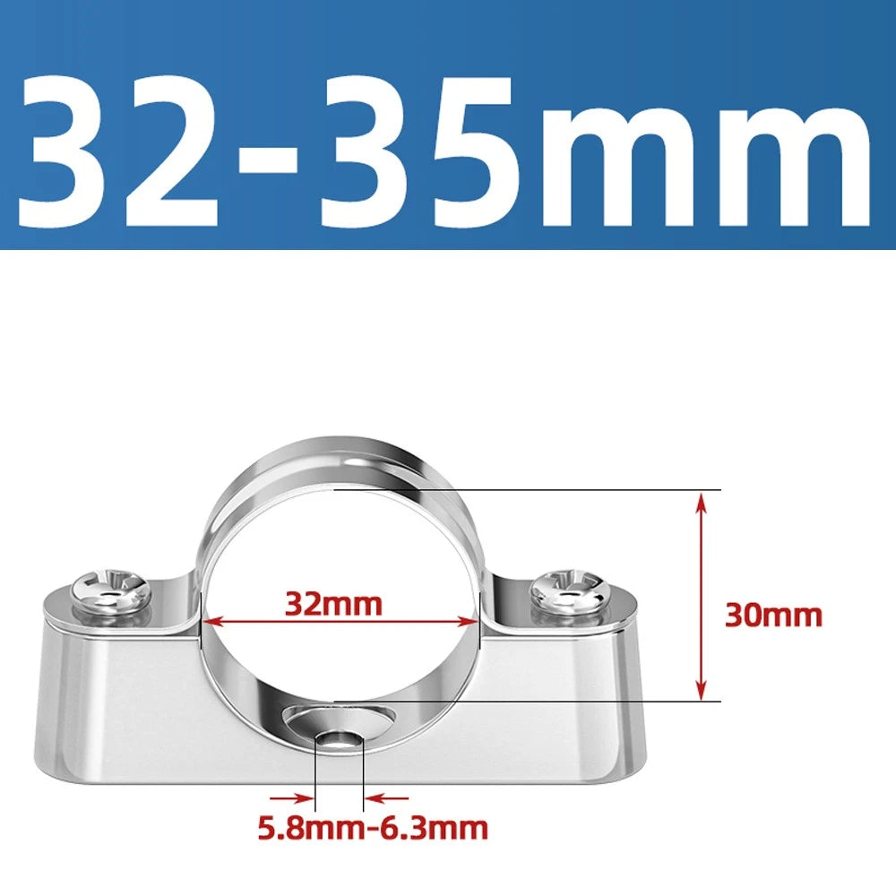Stainless Steel Pipe Clamp Mount Support Brackets — Wall Fixing Base Fittings