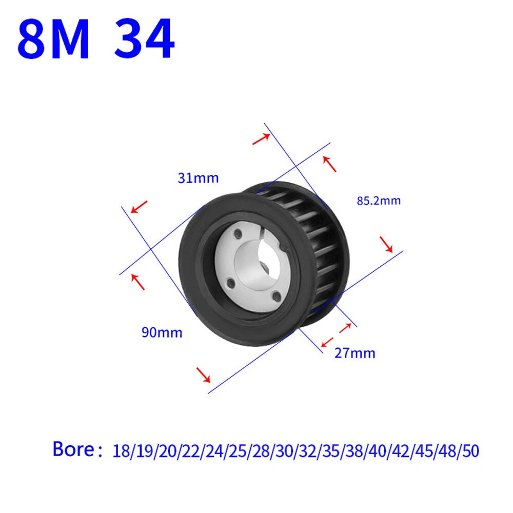 HTD-8M 18-60Teeth Timing Belt Pulleys With Expansion Sleeve Width 32mm 45# Steel