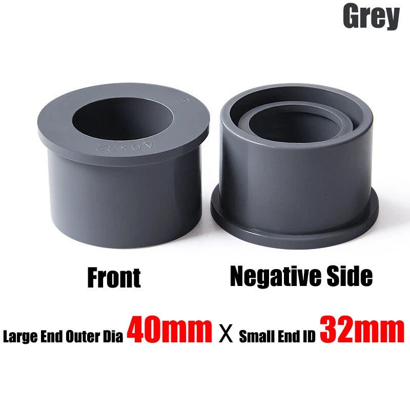 20mm to 90mm PVC Pipe Eccentric Reducing Bushing Fittings Connector Joints Grey