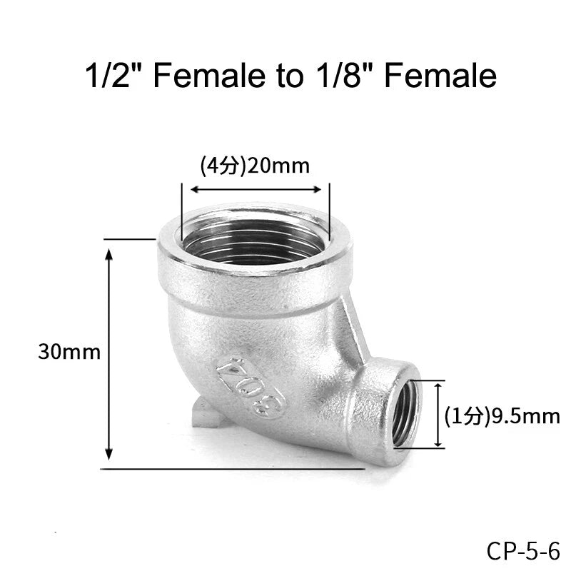 Stainless Steel BSP Reducer 90° Elbow Fittings — 1/8" to 1" Male & Female
