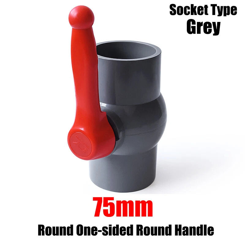 PVC Pipe Fittings 20mm-90mm Ball Valve Socket Solvent Weld-Female Thread Grey