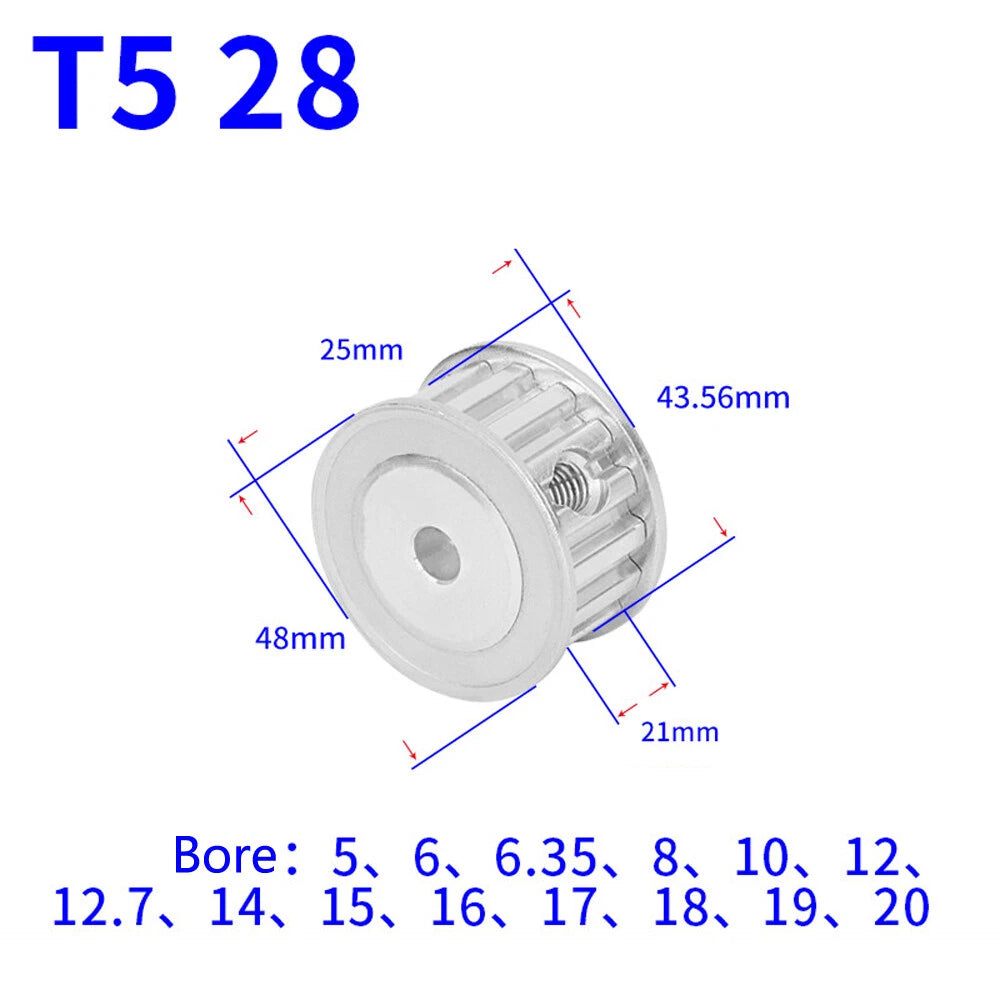 T5 12T-60T Timing Belt Pulley Pitch 5mm AF-type With Keyway Teeth Width 21mm