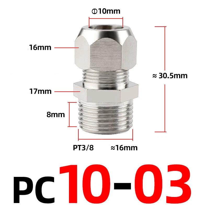Brass Male Compression Fittings – BSP Hydraulic Adaptor, 1/8" to 1/2" Bore (PC4–PC16)