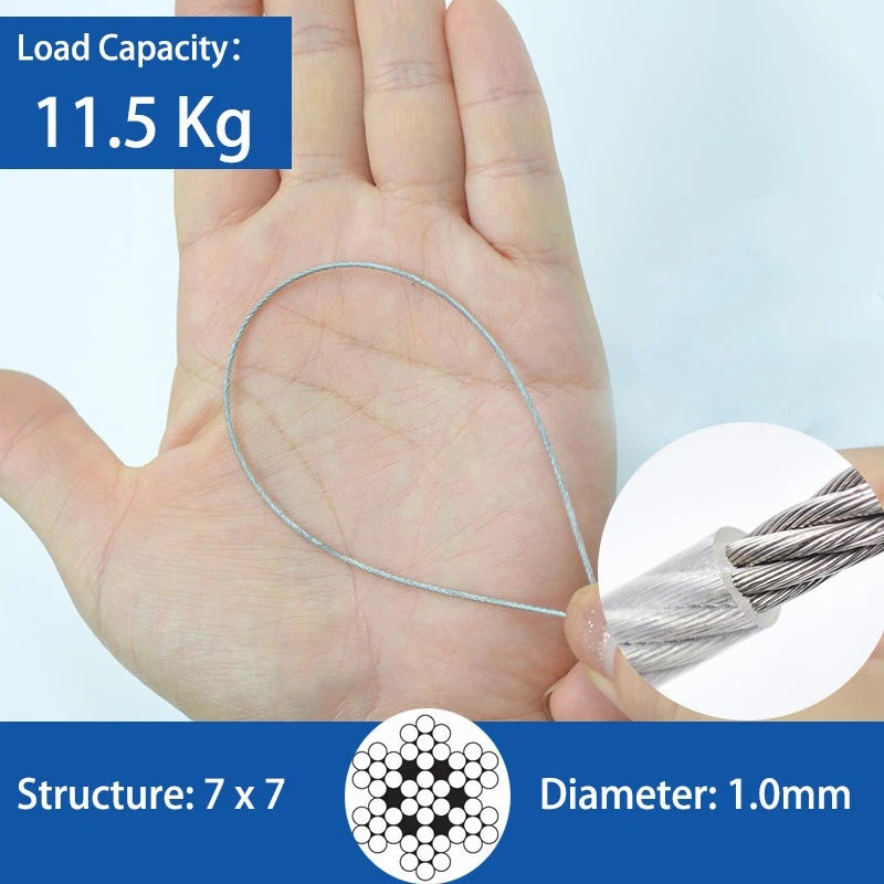 Clear PVC Coated Steel Wire Rope Metal Cable Rigging 0.38mm-12mm Heavy Duty