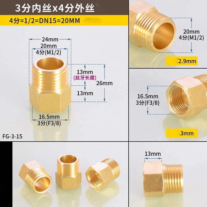 Hex Reducer Bushing Female to Male NPT Hose Fitting — 1/8" to 1" Sizes
