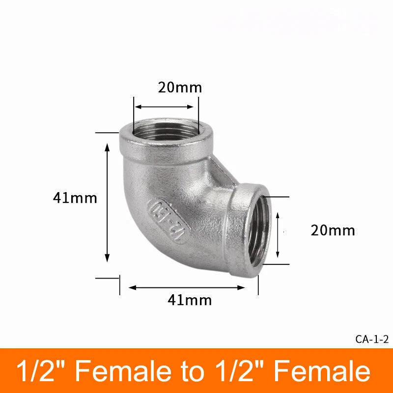 Stainless Steel 90° Elbow BSP Pipe Fittings — Same-Size & Reducing Female/Male Adapters