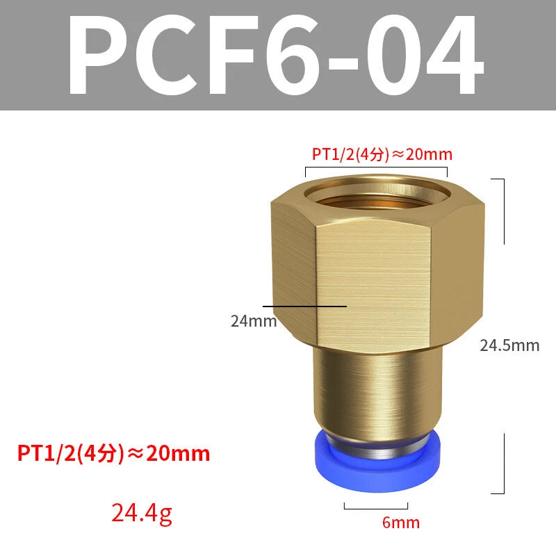 Pneumatic Push In Fitting Female Stud Straight Air Hose Inline Connector Line