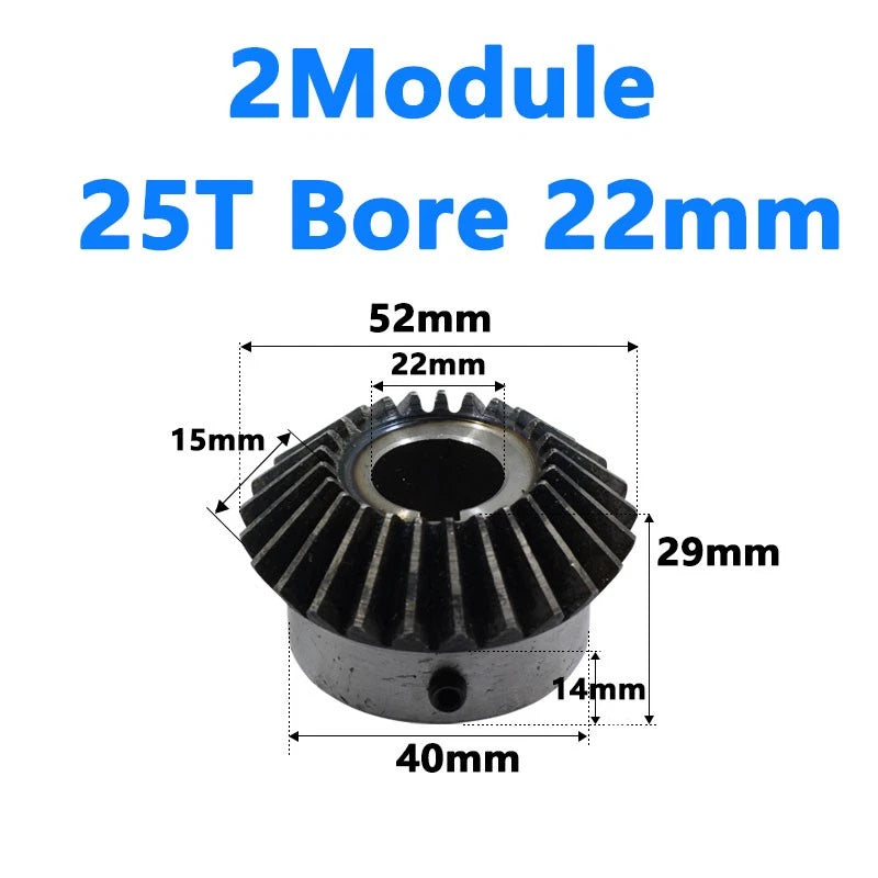 Bevel Gear 2 Module Ratio 1:1 Teeth 25 30 Bore Dia 10mm 12mm 14mm 15mm 16mm-28mm