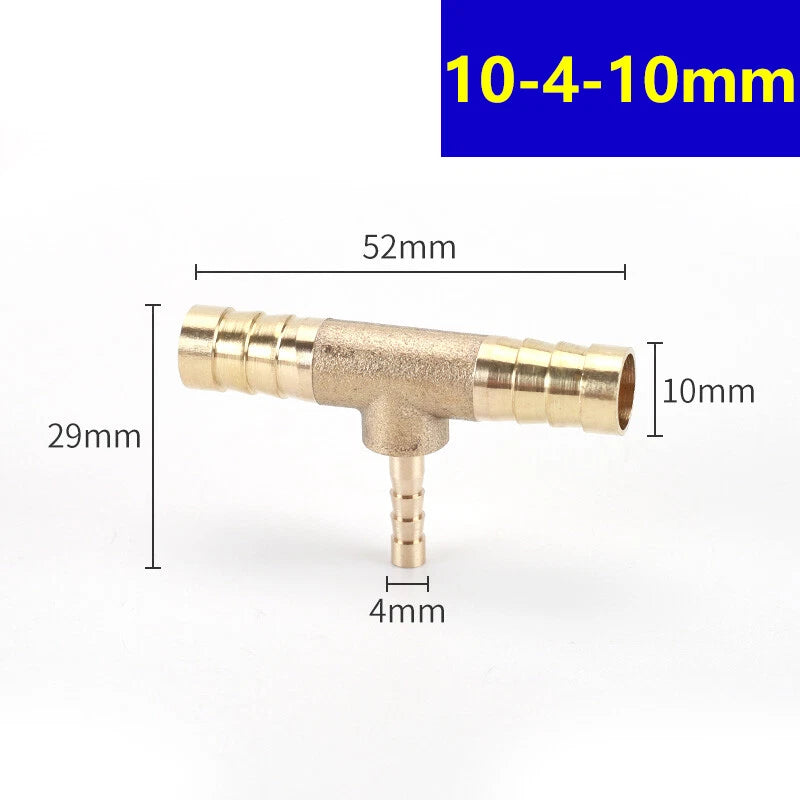 Brass Barbed T-Piece Hose Joiner Reducer Tee Connector — Air, Water & Fuel Fittings