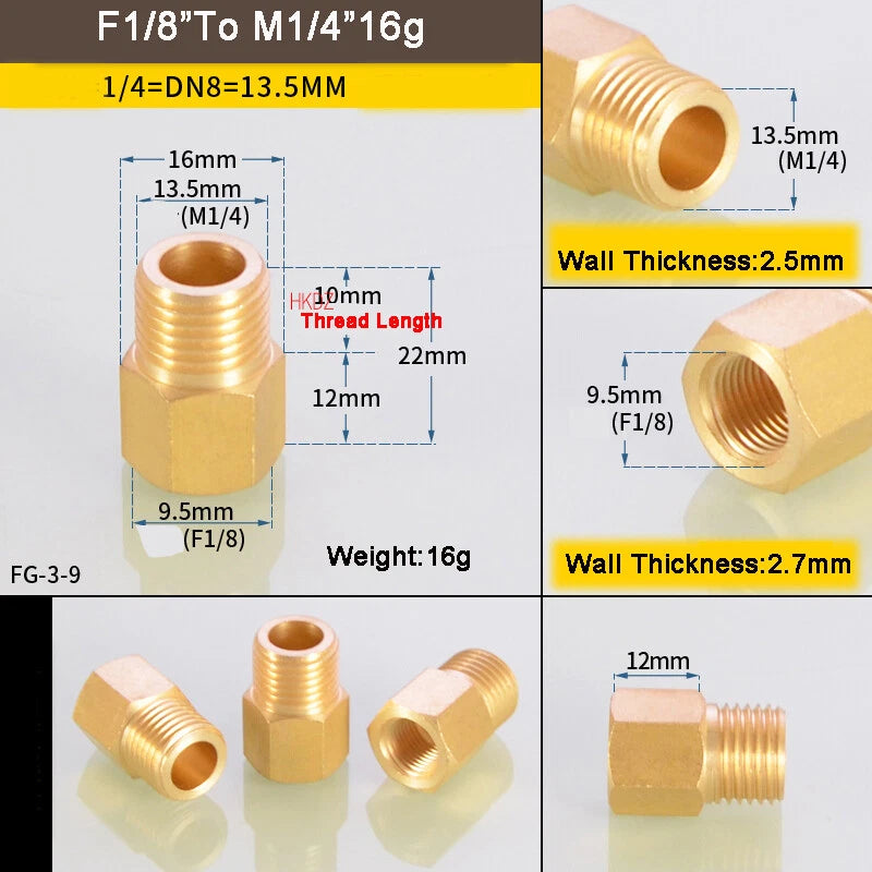 1 8" BSP Brass Reducing Fittings Female To Male Thread Connector Adaptor Coupler
