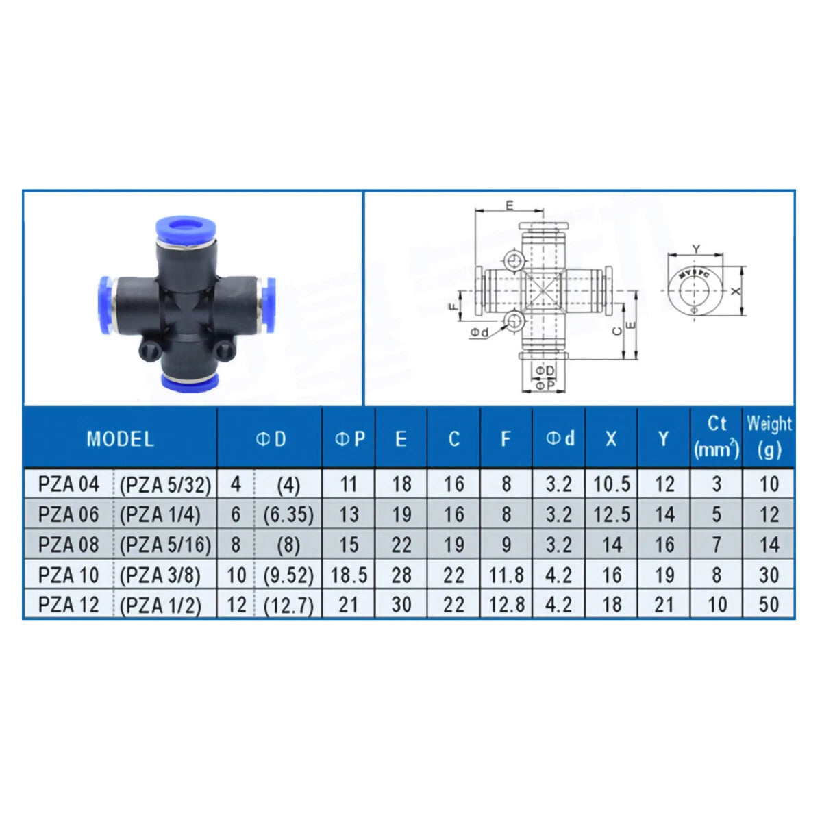 Pneumatic Push-In Fittings | Air & Water Hose Quick-Release Tube Connectors