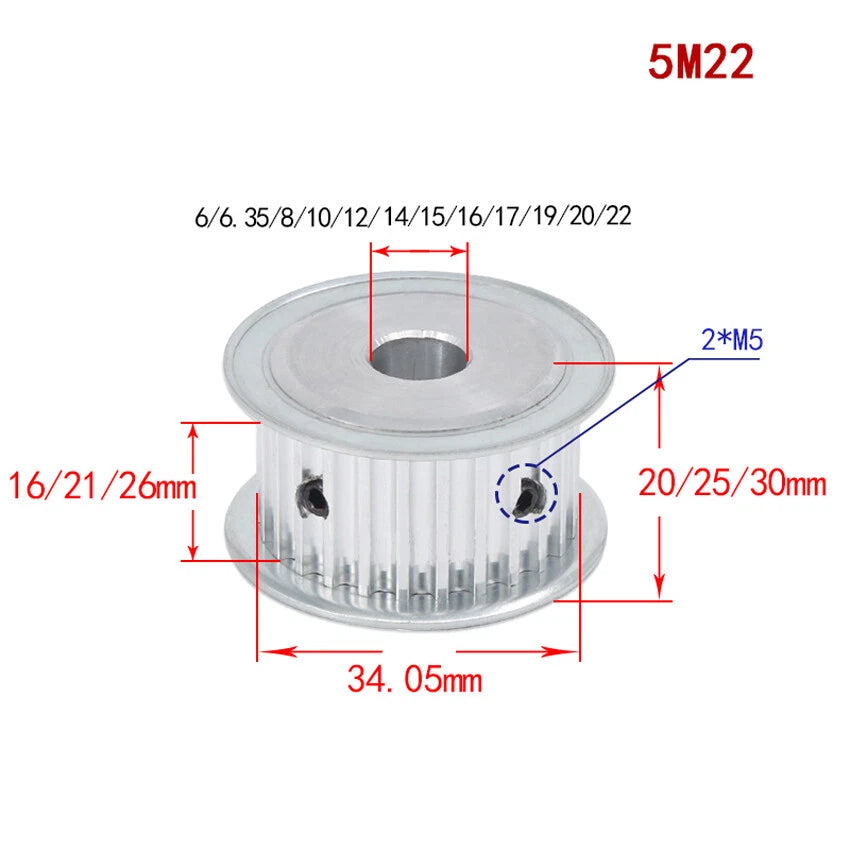 HTD-5M 10-100Teeth Timing Belt Pulley Pitch 5mm AF-type Drive Pulley Width 16mm