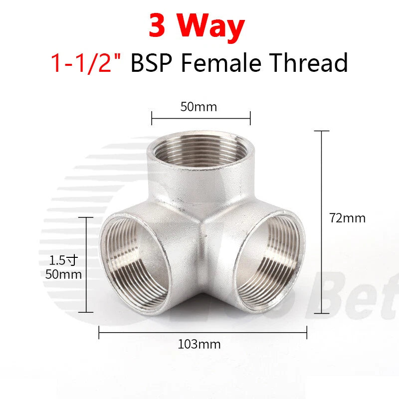 BSP Female Stainless Steel Pipe Fitting — 3/4/5-Way Adapter, 1/4" to 2"