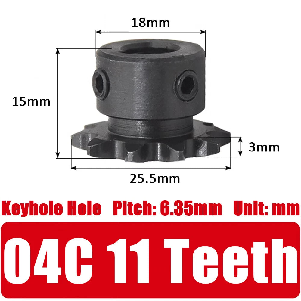 04C Roller Chain Drive Sprocket Wheel 11T-40T Keyhole Hole 8mm-30mm Pitch 6.35mm