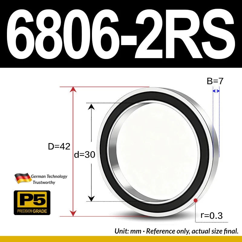Thin Wall Bearings Deep Groove Ball Bearing ZZ or RZ, ID 10-95mm, OD 19-120mm