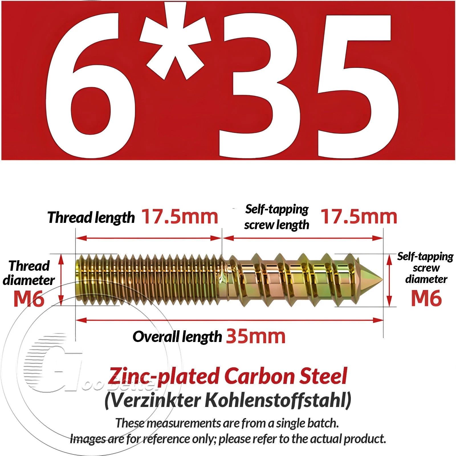 Galvanized Double-Ended Hanger Bolts M4 M5 M6 M8 M10, Wood-to-Metal Screws