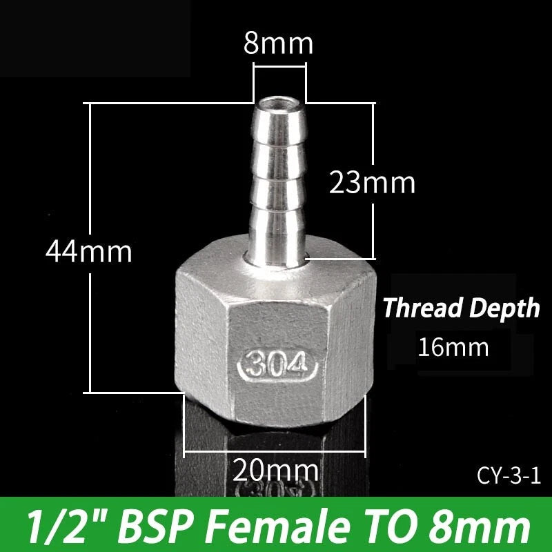 Stainless Steel Hosetails,Bsp Thread Hose Tail Barb Connector 1 8-1" Female Male