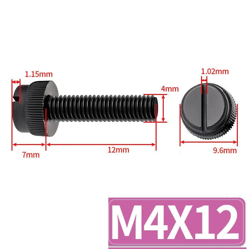 Black Nylon Thumb Screws — PA66 Knurled Slotted Head, M3 M4 M5 M6 M8