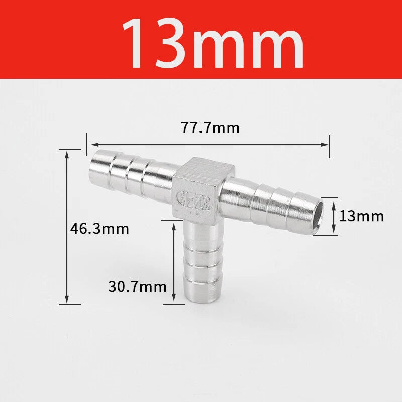 Stainless Steel T Joiner Various Piece Fuel Hose Gas Joiner Tee Connector 6-41mm
