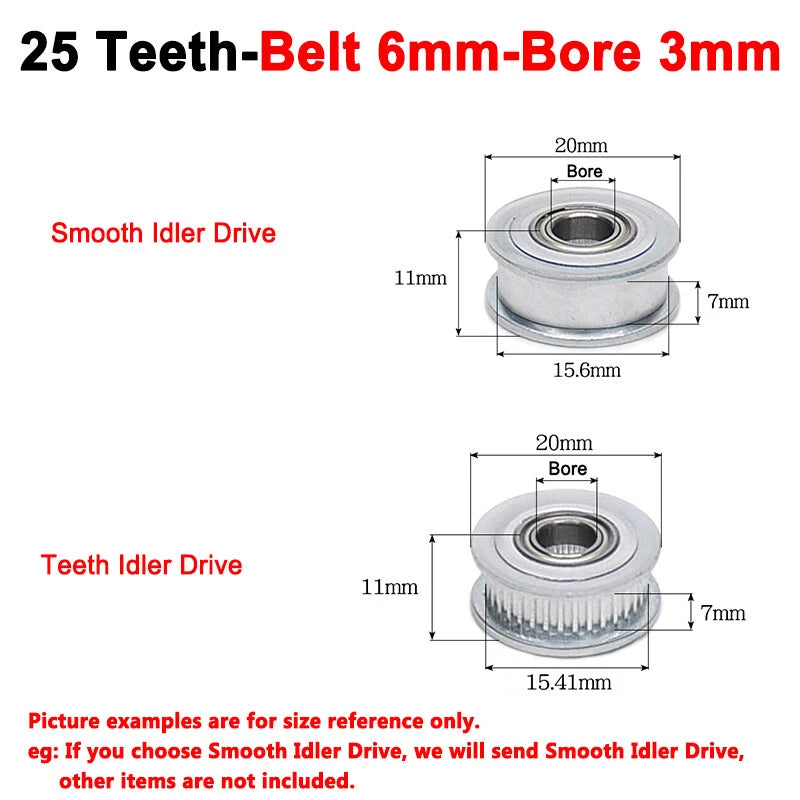 2GT Smooth-Tooth Idler Pulley 16Tooth - 40Tooth Bore 3mm 4mm 5mm 6mm 7mm 8mm