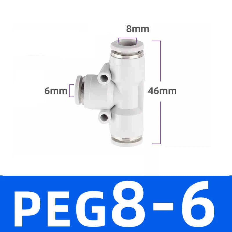 White Pneumatic Push Fit Connector Tube Pipe Joiner Air Water Lines Hose 4-16mm