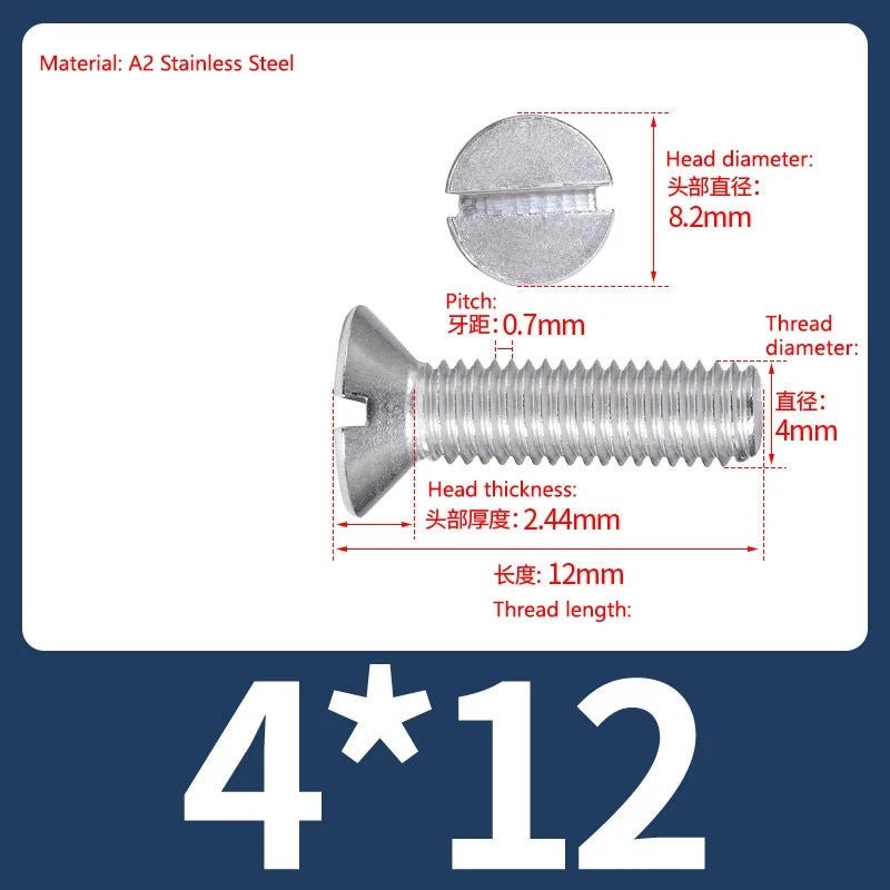 A2 Stainless Steel Slotted Countersunk Screws DIN 963 | M4 M5 M6 - HomeDIYer