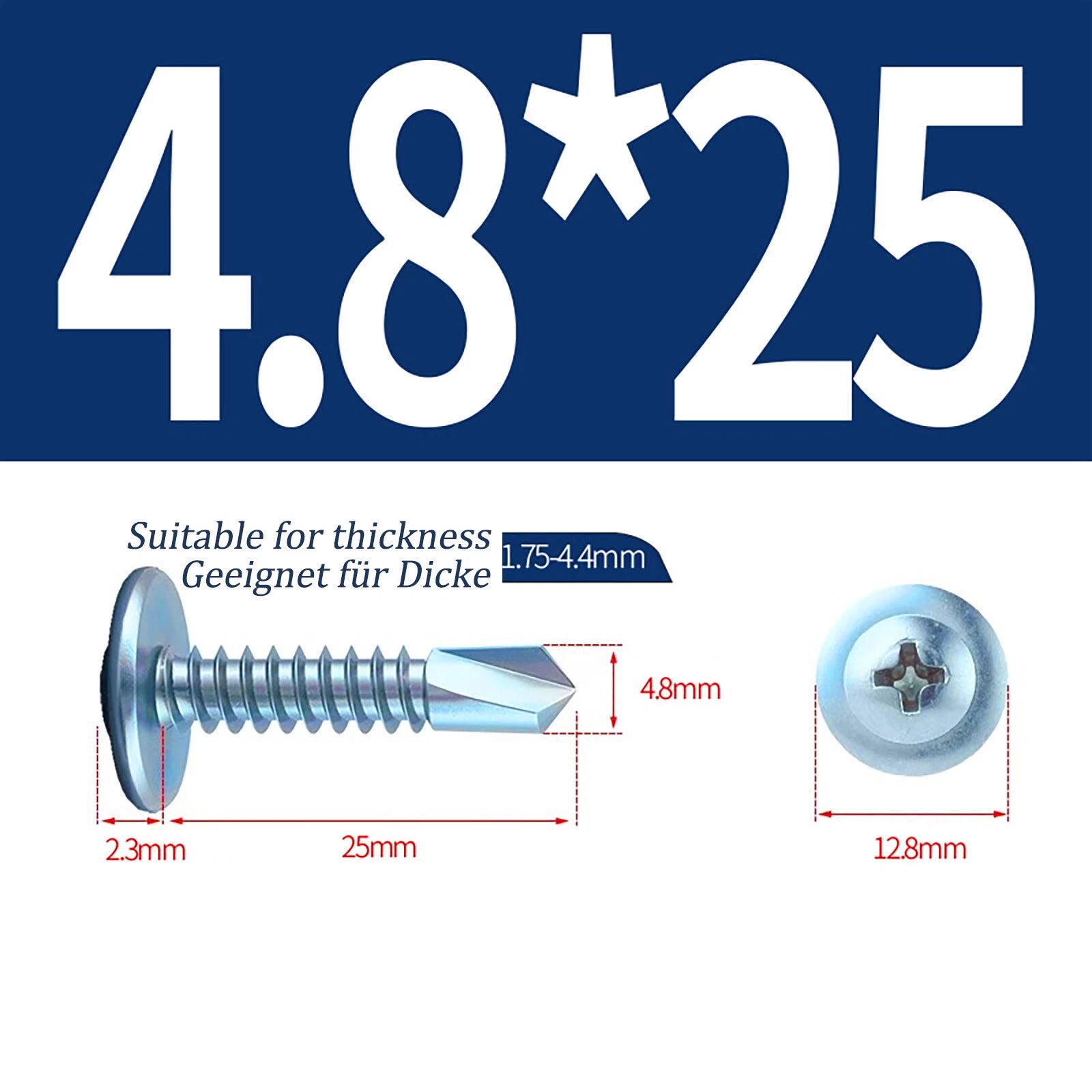 Self Drilling Wafer Head Screws – 304/410 Stainless & Galvanized Steel, M4.2 M4.8