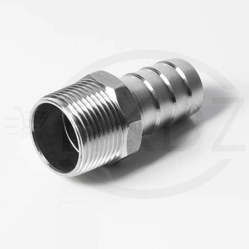 BSP Male Thread Stainless Steel Barb Hose Tail Connector — 1/8" to 4"