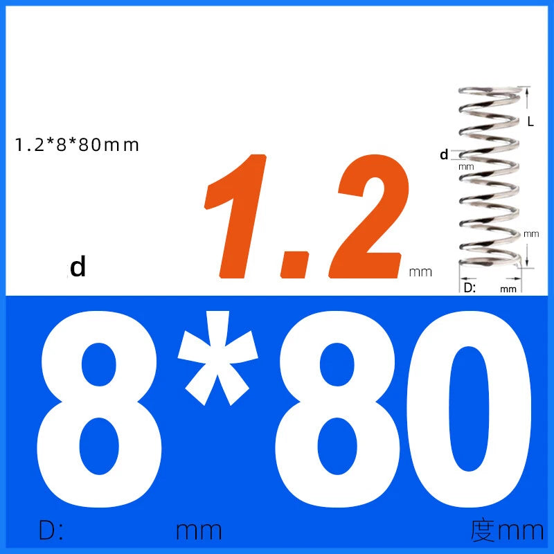 Compression Spring 1.2mm Wire Dia 8mm - 13mm OD Small Pressure Springs