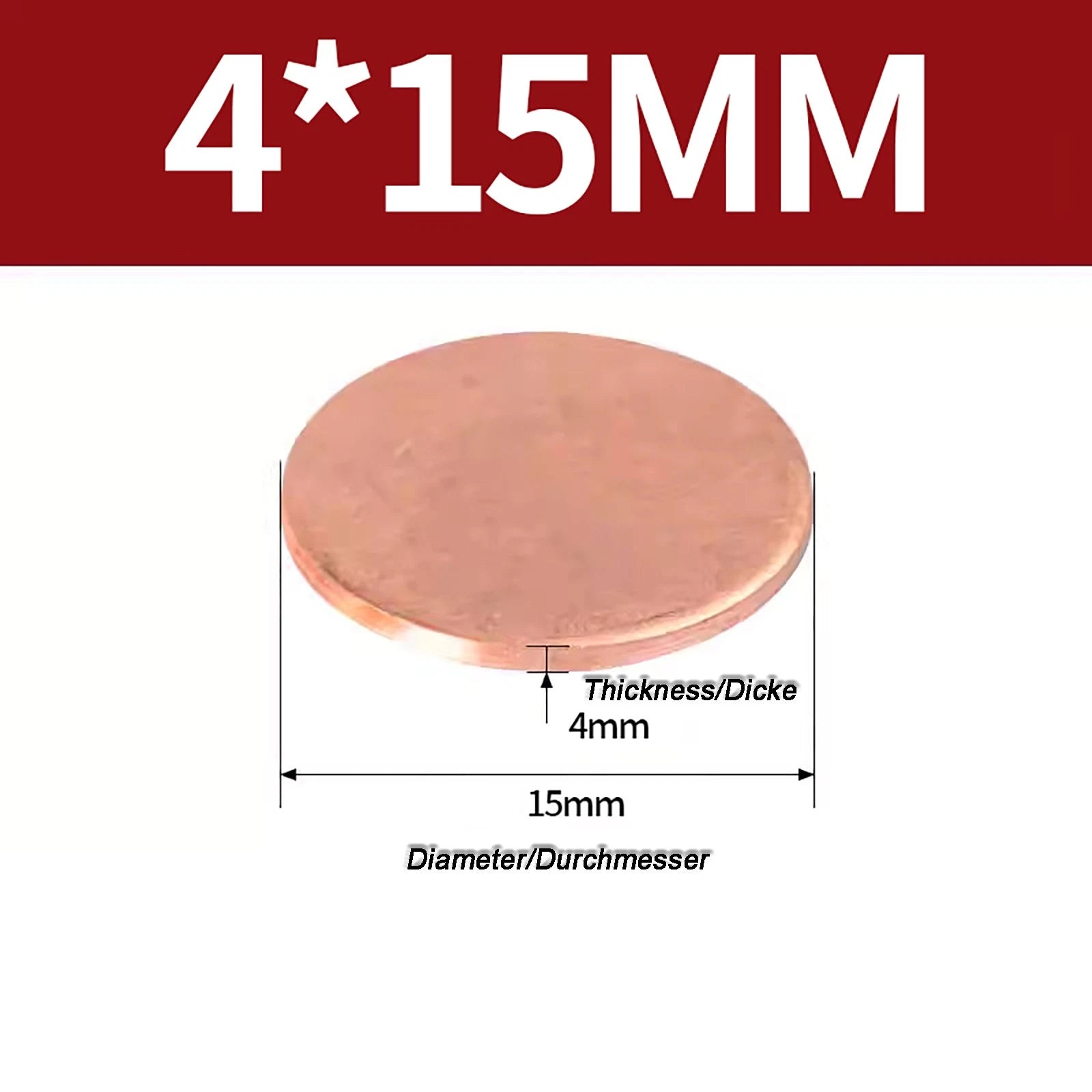 Solid Pure Copper Discs Blanks Round Plate Metal Sheet Thick 0.3~6mm Ø10mm~150mm