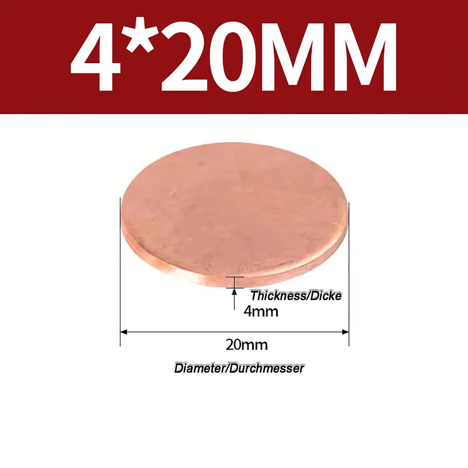 Solid Pure Copper Discs Blanks Round Plate Metal Sheet Thick 0.3~6mm Ø10mm~150mm