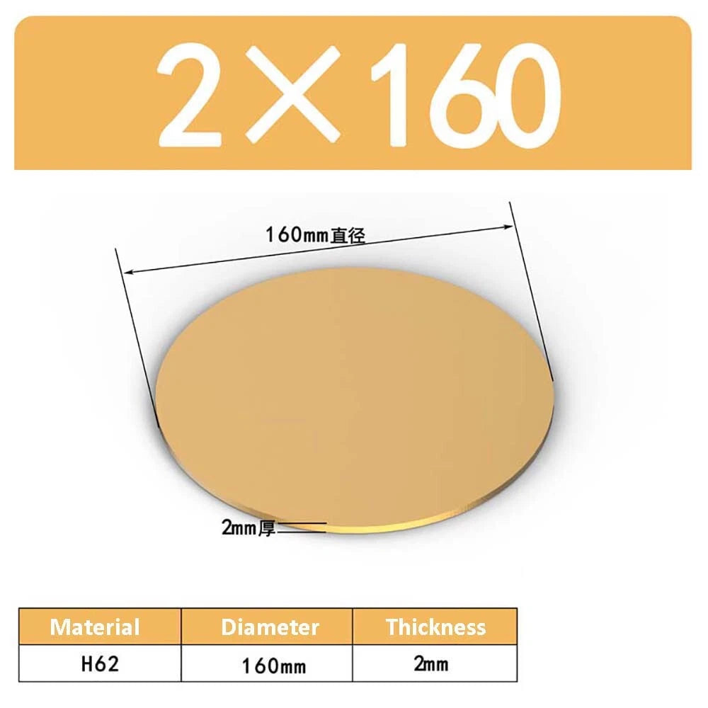 H62 Solids Brass Discs Blanks Metal Round Sheets OD 10mm-300mm Thick 0.3mm-4mm