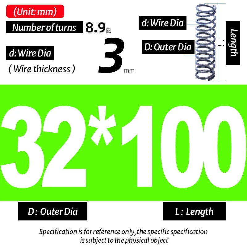 Compression Spring Pressure Big, Wire Dia 3.0mm Diameter 16-40mm Length 20-200mm